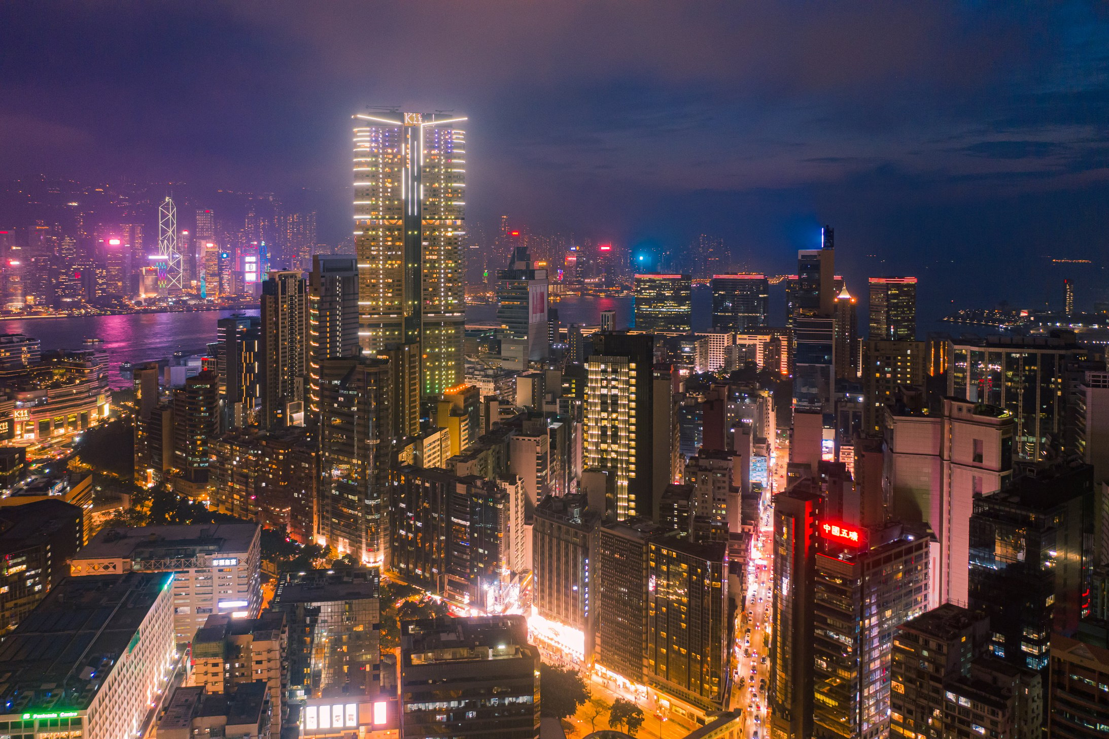 Hong Kong Kowloon city at night